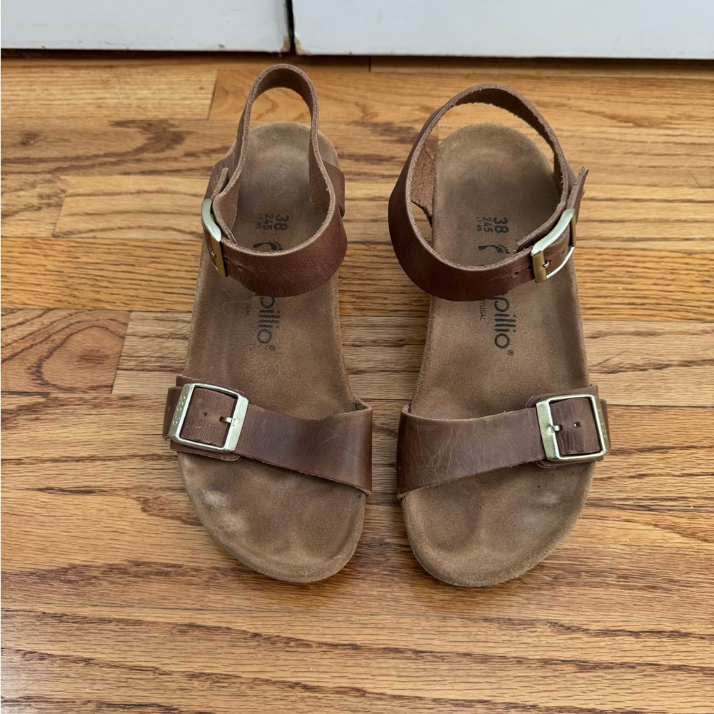 Birkenstock Papillio Brown Leather wedge sandals